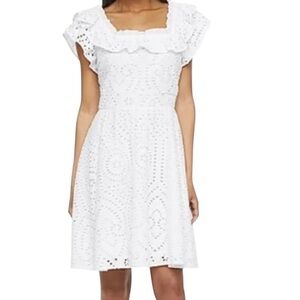 Ryegrass Embroidered Eyelet Dress 2X White Cotton Ruffle Bridal Engagement Party